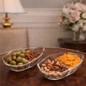 2 piece condiment glass dishes